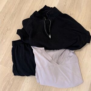 PINK Victoria's Secret Black and Gray Zip-Up Set